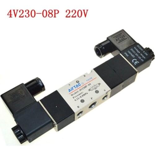 Solenoid Valve 4V230-08P 5Ports3Position Dual Pneumatic Air 1/4" BSPT AC 220V1PC