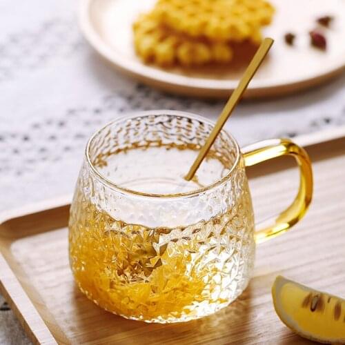 Creative Hammer Pattern Glass Cup Heat-resistant Glass Teapot Drinkware Transparent Handle Breakfast Cup Coffee Tea Milk Mugs