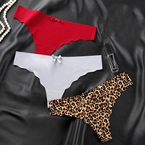 New Ice Silk Seamless Thong Women Sexy Thong Pure Color Low-waist Bikini Briefs One-piece Wave Edge Seamless Women Briefs