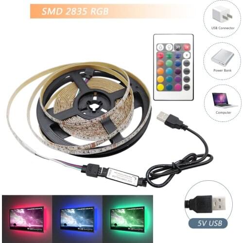 LED Strip Light Flexible Lamp 1M 2M 3M 4M 5M Tape Diode SMD 2835 DC5V Desk Screen TV Background Lighting USB Cable 24Key Control