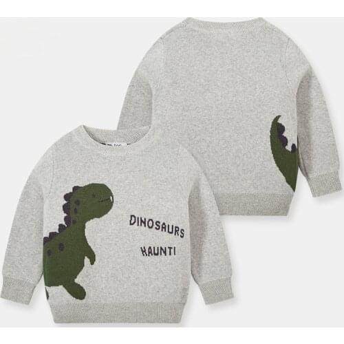 Toddler Boys Sweater Cartoon Dinosaur Pullover Winter Baby Girl Clothes Kids Cotton Sweater Boys Outerwear Jumper Knitwear Tops