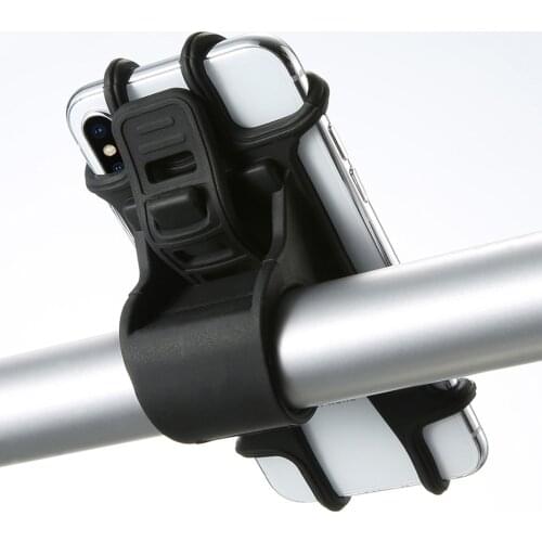 Universal Thicken Bike Phone Holder SiliconeAdjustable Pull Button Anti-shock Phone Holder Mount Holder Phone Band Bike GPS Clip