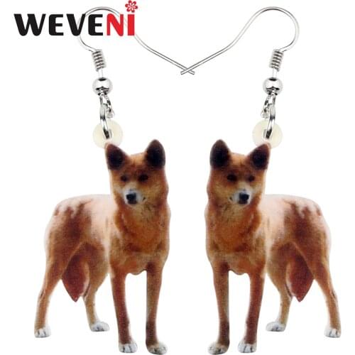 WEVENI Acrylic Standing Australian Wild Dog Dingo Earrings Drop Dangle Animal Jewelry For Women Girls Gift Charms Wholesale 2019