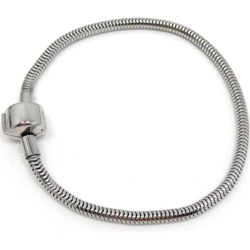 YIQIFLY Free Shipping 10pcs Fashion Stainless Steel Round Clasp Snake Chain Bracelets Fit European Bracelets DIY