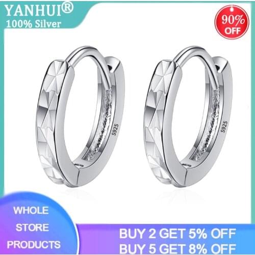 1 Pair Silver 925 Earrings Small Hoops Earring Anti-allergic Ear Bone Buckle Circle Earring Simple Ear Jewelry EH595