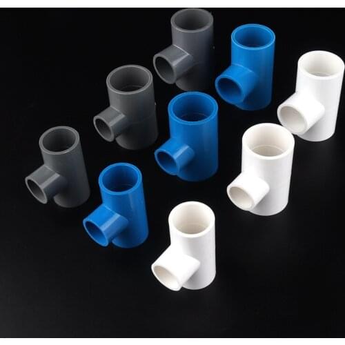 2pcs 20/25/32mm PVC Reducing Tee Connectors Home Garden Water Pipe Fittings White/Blue/Grey PVC 3 Way Connector