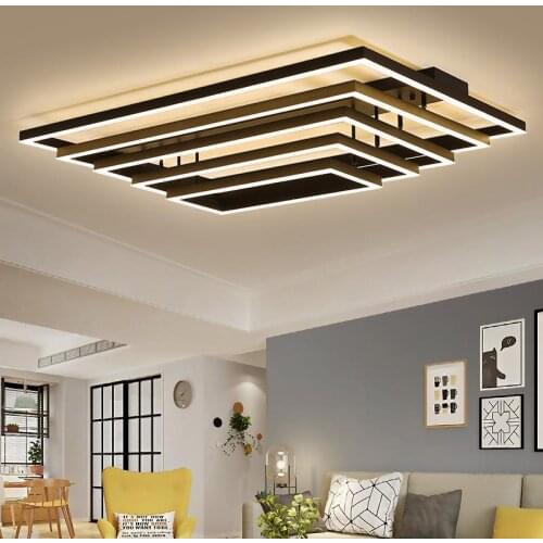 2019 NEW Living room Ceiling light light fixture Creative rectangle LED light Unique shape Smart dimming LED Chip AC220V Brown