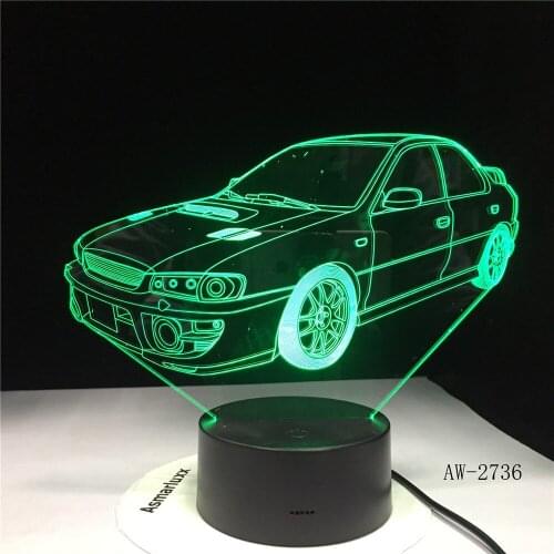 3D Lamp Super Fast Design Car 7 Color Led Night Lamps For Kids Touch Led Usb Table Baby Sleeping Office Light AW-2736