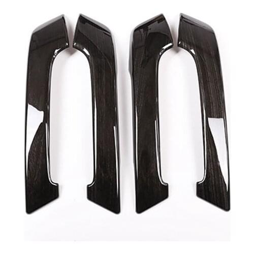 4Pcs Black Ash Wood Car ABS Interior Door Handle Trim for Toyota Land Cruiser Prado FJ150 150 2010-2018