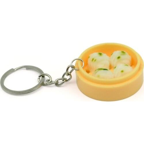 Night market explosion ABS simulation steamed buns steamer keychain pendant creative food and play gifts refrigerator magnet