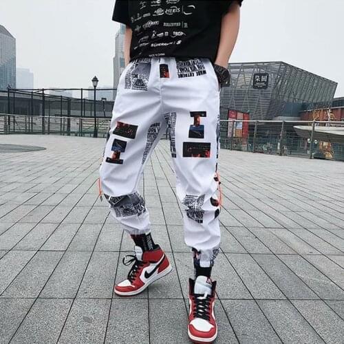 2021 Hip Hop Pants Men Loose Joggers Pants with Print Streetwear Harem Pants Clothes Ankle Length Trousers Harajuku Sport Casual
