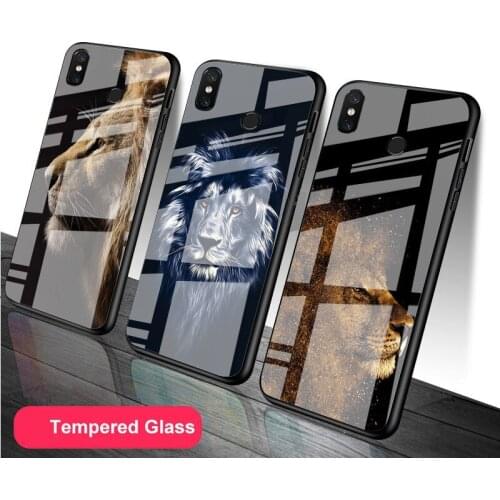 Lion Tempered Glass Phone Case For Redmi Note 5 6 7 8 9 Pro Note8T Note9S Pro Redmi7A 8 9 Cover Shell