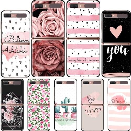 Phone Case for Samsung Galaxy Z Flip 5G Black Hard Fold Anti Fall Capas Matte Casos Mobile Covers Cute Phink Pattern
