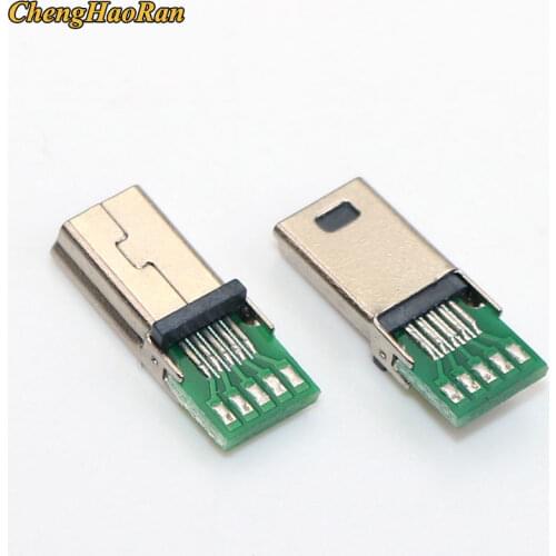 ChengHaoRan 100pcs Mini USB 10P Plug Socket Charging Adapter W/ PC Board Mini 10 Pin Male USB Data Cable Connector