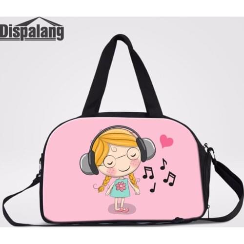 Dispalang Cute Musical Girl Pattern Large Capacity Women Hand Luggage Travel Duffle Bag Travel Bag With Independent Shoe Pocket