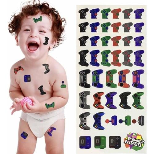 Kid Temporary Tattoo Sticker Video Game Party Decoration Supplies Videogame Boys Birthday Arcade Cartoon Stickers For Kids