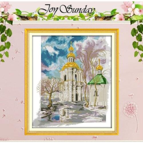 Winter Castle patterns Counted Cross Stitch 11 14CT Cross Stitch scenery Cross Stitch Kits Embroidery for Home Decor Needlework