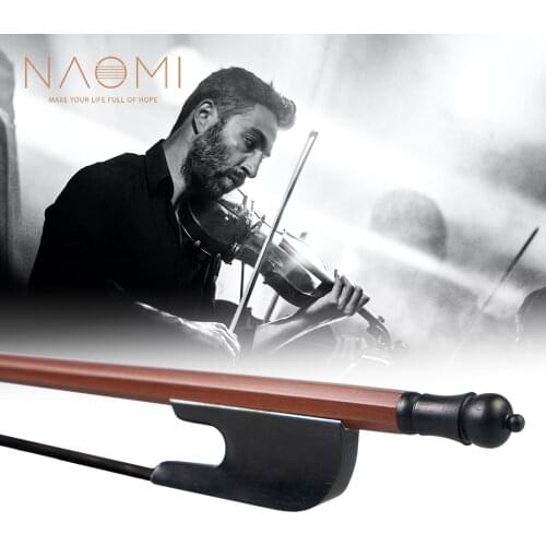 NAOMI Classical Baroque Style Brazilwood Bow 4/4 Violin Bow Round Stick Black Horsehair Ebony Frog Light Bow