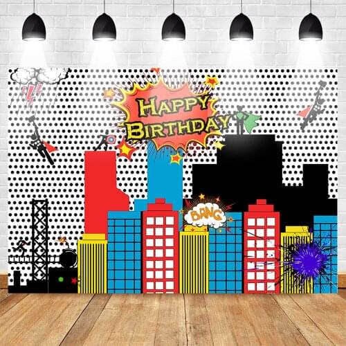 Mehofoto Super Hero Party Backdrop Children Birthday Newborn Background Cartoon Custom Photographic Backdrops for Studio