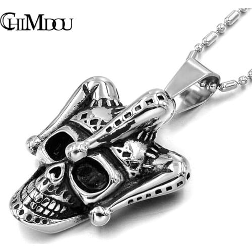 CHIMDOU Fashion Men Stainless Steel Pendant Necklace Chain Skull Clown Jewelry 2019 Hot Selling AP1810