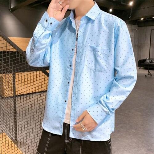 2021 Fashion New T Shirts Men Pink White Blue Shirt Printing Splicing Couple Outfit Casual Spring and Autumn Print Men Shirts