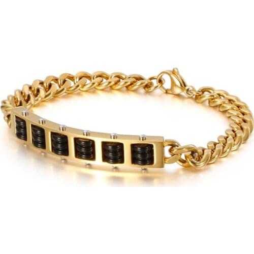 HAOLYNJOY Stainless Steel GoldBlack Link Chain Bracelet For Men 20cm Long Chain Linking Abacus Beads Charm Bracelet Jewelry