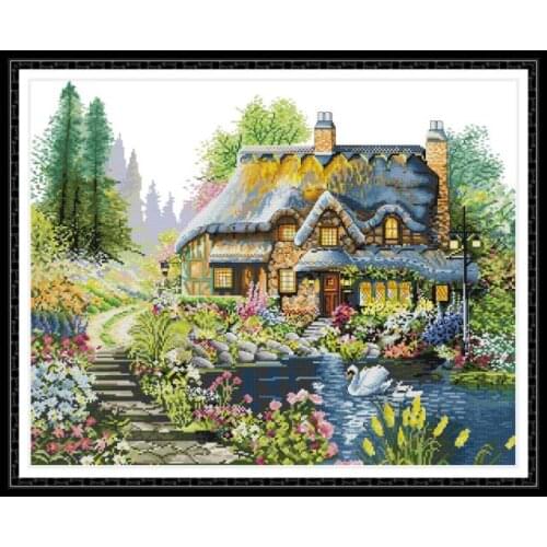 Villa in the forest 2 cross stitch kit aida 14ct 11ct count print canvas cross stitches needlework embroidery DIY handmade