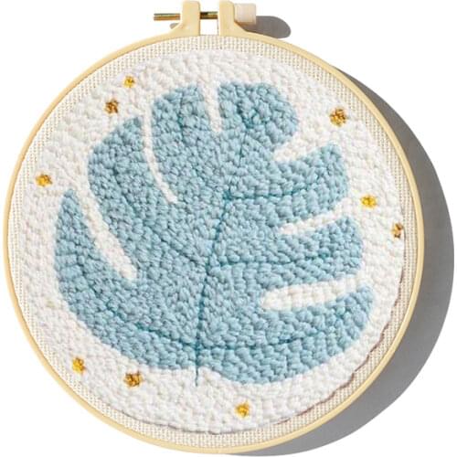 Leaf Punch Needle Starter Kits Soft Yarn Punch Needle Embroidery Kit Easy Embroidery Set Needlework Wool Work Home Decor