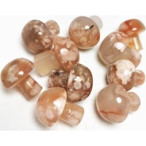 Natural cherry blossom agate Mushroom Stone Crystal Polished Mushroom