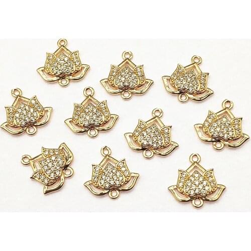 New arrival! 14mm 50pcs Cubic Zirconia Flower Connectors for Handmade Necklace Earring DIY Parts Jewelry Findings & Components