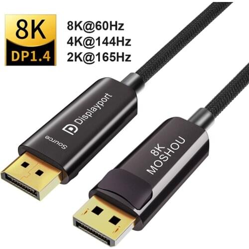 Optical DP 1.4 Cables Displayport Fiber HDR 8K 60Hz 4K@144Hz 32.4Gbps MOSHOU 10M 15M 20M Display port 1.4 Cable