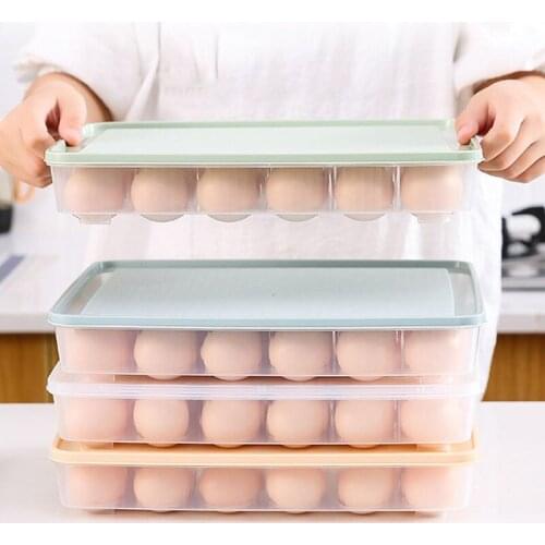 Plastic Egg carton kitchen egg storage box 24 Grid Eggs holder Stackable freezer storage organizers egg storage Container U3