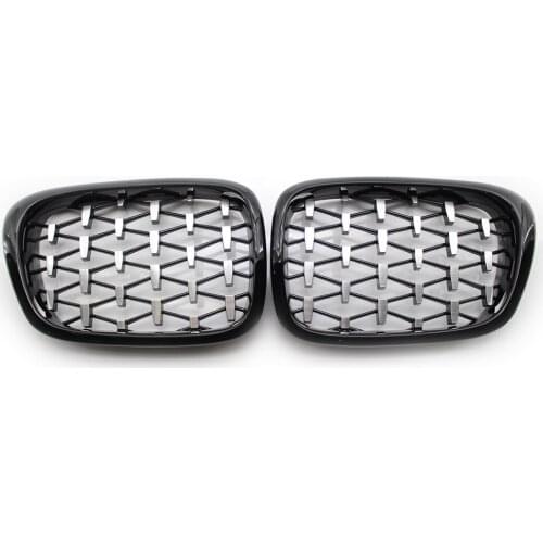 Fits BMW E39 M5 99-03 5 Series Grille Black W/Chrome Diamond Meteor Style Grill