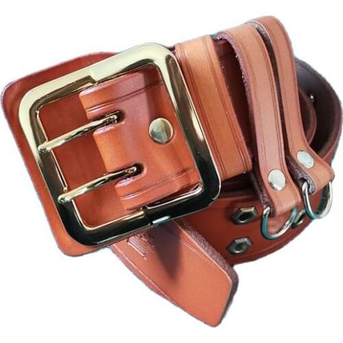 Special Operations Belt Double Row Copper Buckle Armed Cow Leather Tactical Special Forces Genuine Tiger Spot Black Yellow