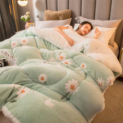 Luxury winter warmth Comforter snow velvet berber fleece double-sided Lamb Down Fabric Quilt king queen full Thicken Blanket