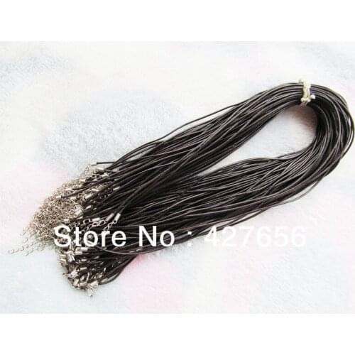 1.5mm Brown Genuine Leather Cord Rope String,1.8inch Extender Chain,12mmx7mm Lobster Clasp, DIY Jewelry Beading Cord