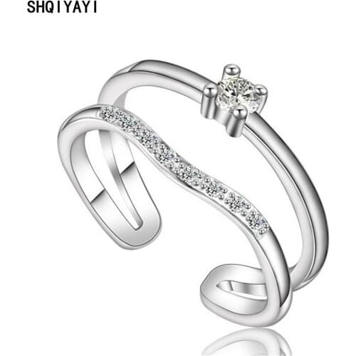 SHQIYAYI Ladies Finger Rings For Women Jewelry Wedding Gift Cubic Zirconia Korea Trendy Jewelry Adjustable Size Ring 110