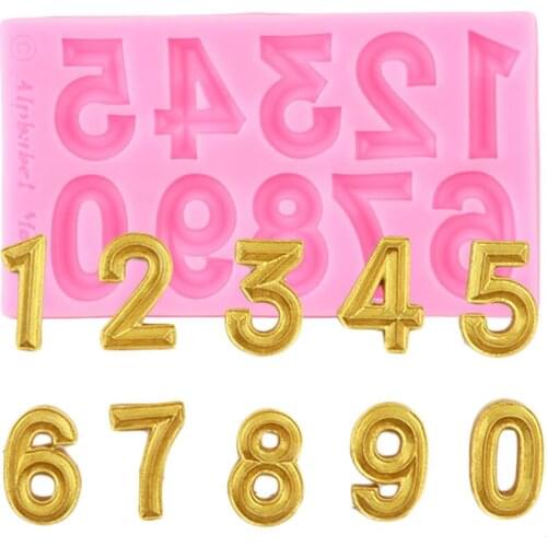 Letters Silicone Mold Number Birthday Party Cupcake Topper Fondant Cake Decorating Tools Clay Candy Chocolate Gumpaste Moulds