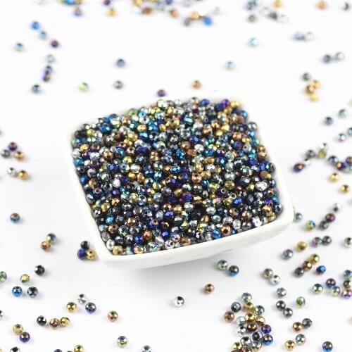 3*2mm Crystal Beads AB Multicolor Silver Gold Sapcer Glass loose Bead for Jewelry Hand Ring Necklace Making DIY Wholesale 200Pcs