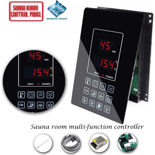 4.5KW C/F Temperature Unit Sauna Room Electric Heating Countdown Thermostat for Multi-Function MP3, FM, Lights, Fan, AUX Control