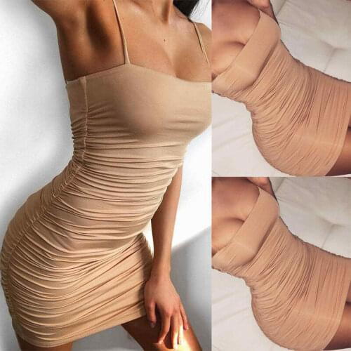 US STOCK Sexy Women Dresses Bandage Bodycon Evening Party Solid Color Clubwear Mini Dress