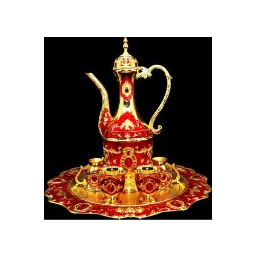 Vintage wine 8 set Russian pallet Cup wine pot European style antique wine set suit Domestic upscale gifts home decoration