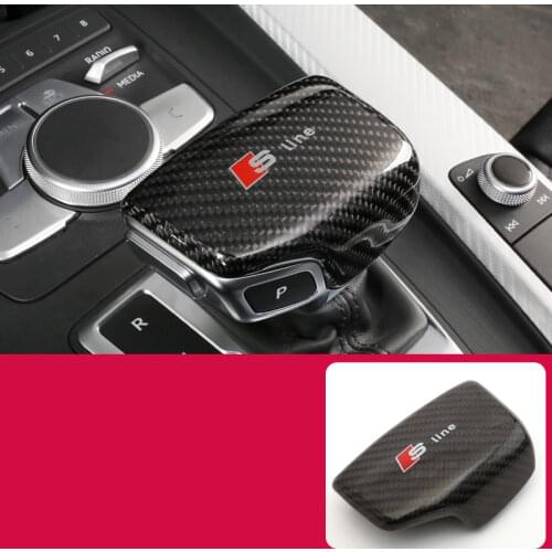 Lsrtw2017 carbon fiber abs car gear shift knob cap cover trim for audi a4 b9 2017 2018 2019 2020 2021 a5 sportback accessories