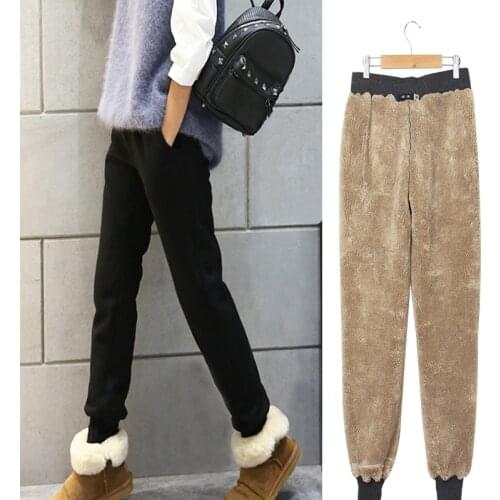 Jvzkass 2019 new Winter plus size new plus velvet sweatpants female lambskin padded feet pants casual trousers were thin harem pants Z56