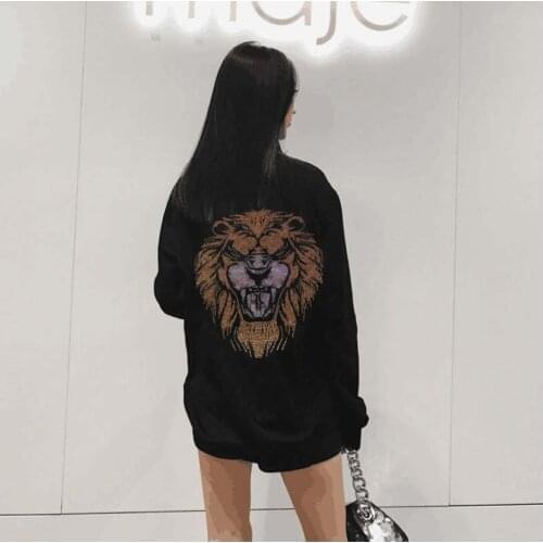 Women Fashion Hot drill hoodies Womens Girl top Streetwear Female Sweatshirt Diamond stone Loose design