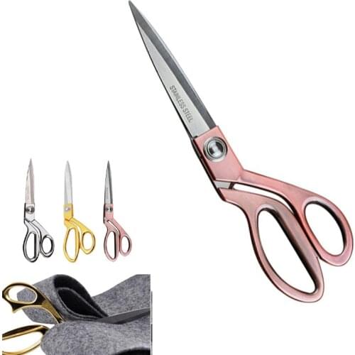 10.5'' Gold Sewing Textile Leather Dressmaking Scissor Cut Craft Upholstery denim Fabric Cutter Tailor Shear Pinking Tool