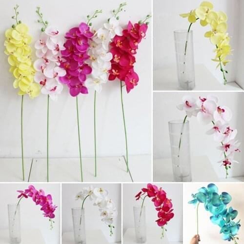 1 Bunch 9-Heads Artificial Butterfl Orchid Silk Flower Wedding Party Fake Home Bouquet Decor For Home Wedding Decoration Indoor
