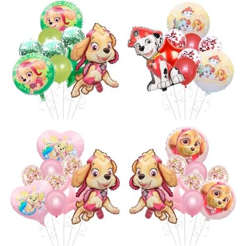 10PCS Paw Patrol Birthday Decoration Kit Children Chase Marshall Skye Rubble Aluminum Balloons Baby Shower Party Supplies