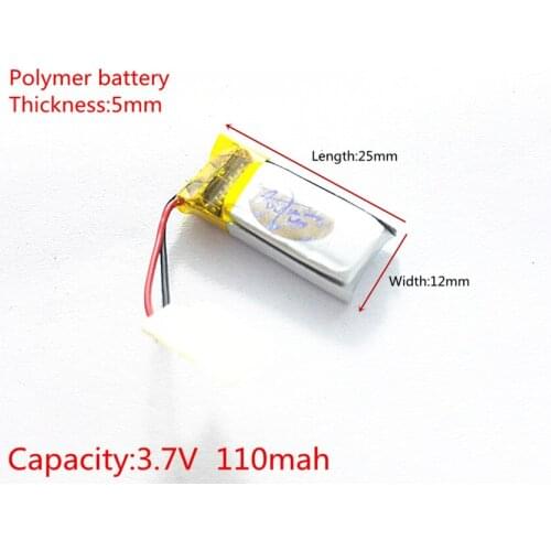 3.7V 110mAh 501225 Lithium Polymer Li-Po li ion Rechargeable Battery cells For Mp3 MP4 MP5 GPS