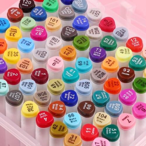 Aibelle 12/24/36/48/60 Colors Dual Tip Art Marker Pens Fine Liner Markers Watercolor Drawing Painting Pen Brush School Supplies